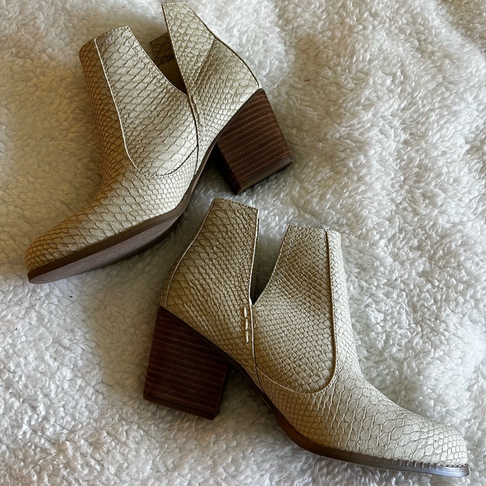 Not Rated Textured Cream Ankle Booties
